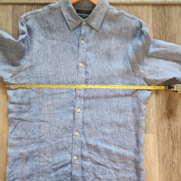 Banana Republic Mens 100% Linen Light Blue Button Shirt Standard Fit Medium - Picture 5 of 6